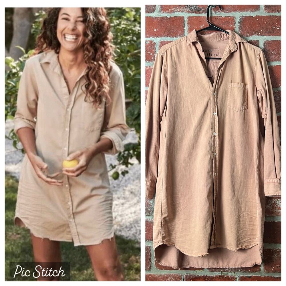 Frank & Eileen Mary Shirt Dress Distressed Cotton Button Down Size XS